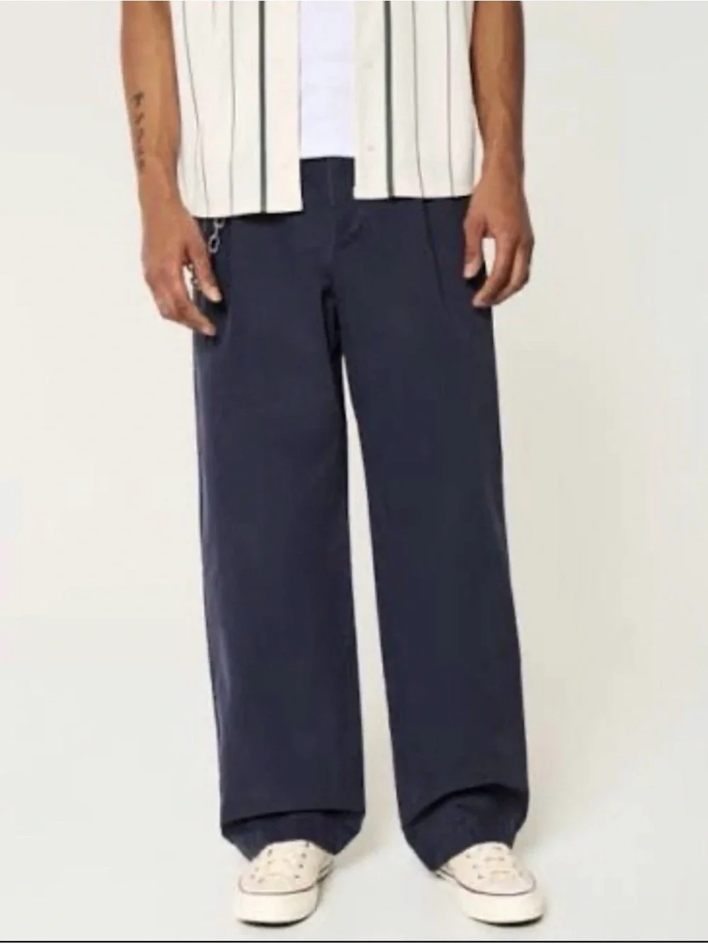 Hollister EXTREME BAGGY Pants Pleated Twill Chino Navy Blue Men’s Size 28X30